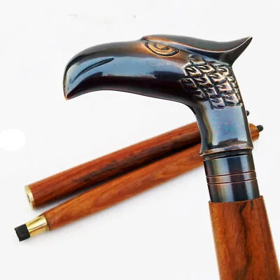 Antique Brass Eagle Handle Wooden Walking Stick Cane Vintage Handmade Gift Women • £29.23