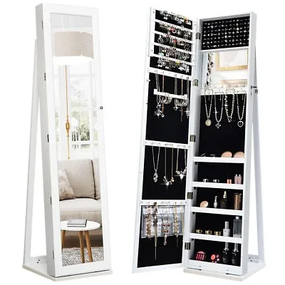 3-in-1 Jewelry Cabinet Full-Length Mirrored Jewelry Armoire Storage Organizer • £109.95