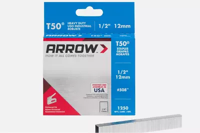 1250-Pack Of Arrow 508 Heavy Duty T50 1/2-Inch Staples: Ideal For Upholstery Co • $4.70