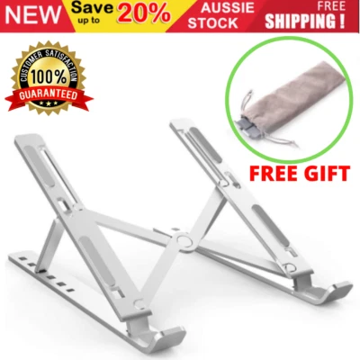 $14.95 • Buy Portable Laptop Stand Height Adjustable Aluminium Desk Notebook Computer Holder