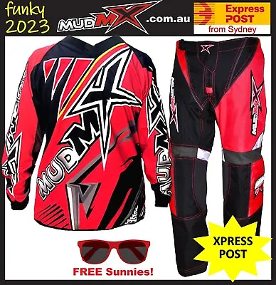 2024 RED MX MOTOCROSS/BMX (Pants+Jersey) Kids Youth Junior Dirt Bike Gear ATV • $85.99