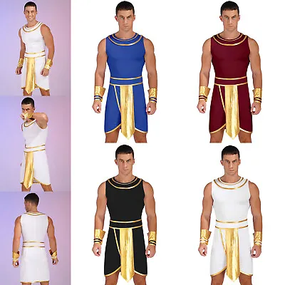 Mens Mr Toga Greek God Costume Set Adult Party Roman Dress With Wristband Outfit • $15.45
