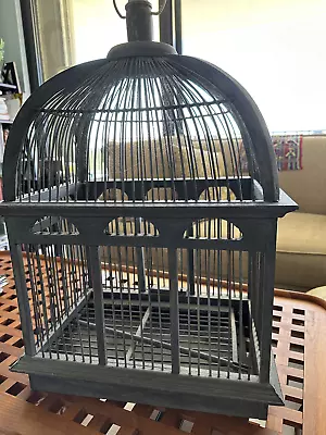 Antique Bird Cage Wood Base With Removable  Tray And Grate. Working Door. Metal • $49.99