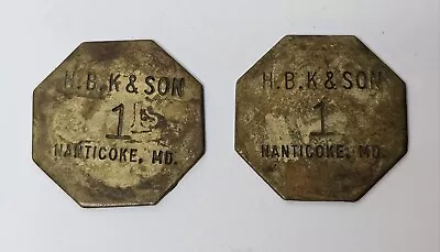 Two Vintage Tokens HBK & Son Canning Company Nanticoke MD Wicomico County C1940 • $39