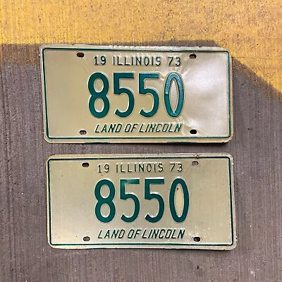 1973 Illinois License Plate Pair 8550 Low Number YOM DMV Clear Ford Chevy Dodge • $77.66