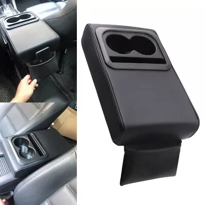 US Car Armrest Heighten Elbow Bracket Cushion Pad Rest Cup Holder Storage Black • $38.49