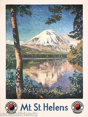   Northern Pacific Advertising Railroad Poster Mt St. Helens1920s Train  • $9.99