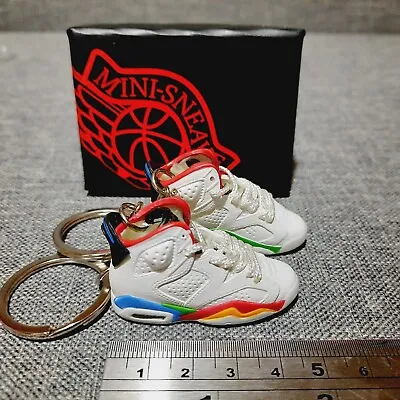 Jordan 6 Olympic Flag Pair Of Mini Kicks Sneaker Keyring Keychain & Box • £16