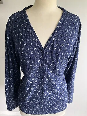 Fat Face Ladies Blue Patterned Long Sleeve Top Size 22. Great Condition. • £14.99