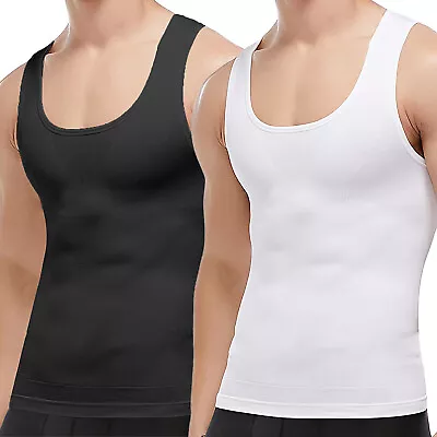 Men's Slimming Tummy Control Seamless Body Shaper Elastic Top Vest Undershirt • $17.79