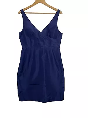 J. Crew Women’s Sara Sleeveless Sheath Dress Silk Taffeta Blue Size 12 • $22.79