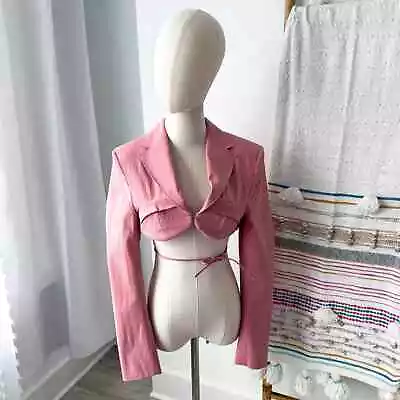 ZARA Pink Wrap Around Corset Style Long Sleeve Cropped Blazer Women’s Small • $48.97