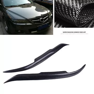 For 2003 2004-2013 Mazda 6 Headlight Eyebrow Eyelid Cover Carbon Fiber 2PCS CO • $33.90