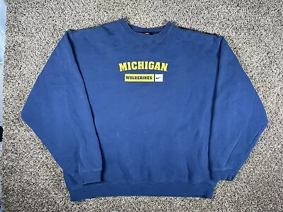 Vintage Michigan Wolverines Nike Crewneck Sweatshirt Navy Blue Size 2XL  • $26.99