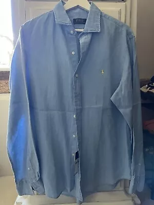 Polo Ralph Lauren Linen Shirt Size L Mid Blue - NWT • £38.50