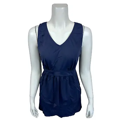 Denim & Co. Women's Beach V-Neck Peplum Tankini And Skirt Set Navy Blue Size 10 • $15