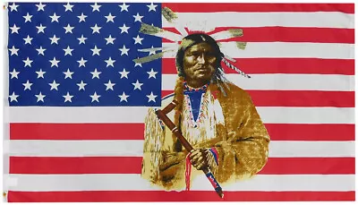 $8.88 • Buy 3x5 USA Indian Peace Premium Quality 100D Woven Poly Nylon 3'x5' Flag Banner