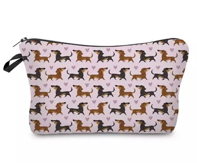 Dachshund Dog Pattern Makeup Bag Cosmetic Bag Storage Pouch Pencil Case • $16.95
