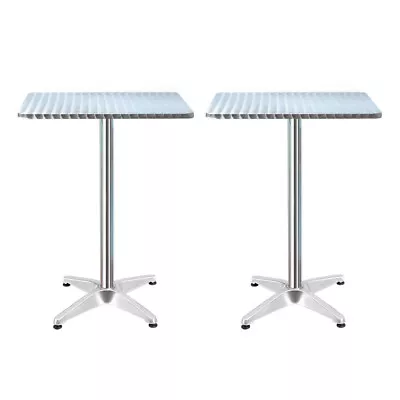 Gardeon 2pcs Outdoor Bar Table Furniture Adjustable Aluminium Square Cafe Table • $130.95