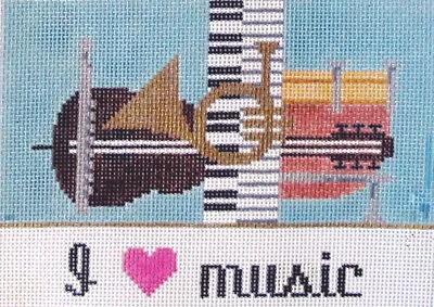 I Love Music Hand Painted Needlepoint Canvas • $32