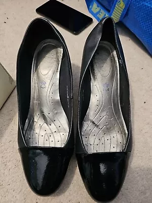 Ladies M&S Footglove Black Wedge Heel Shoes Size 6 • £3.99