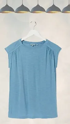 Ex Fat Face Women’s Short Sleeve Iona Crew T-Shirt In Cornflower Blue Defect • £13.50