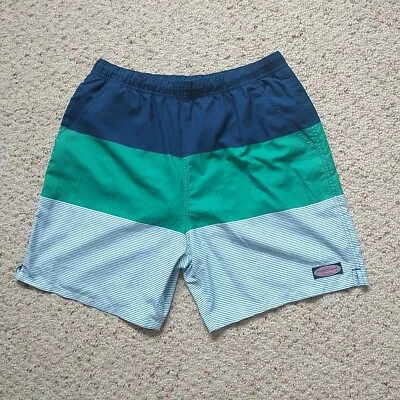 Vineyard Vines Swim Trunks Shirts Men L Chappy Color Block Logo Pocket Drawstrin • $15.97