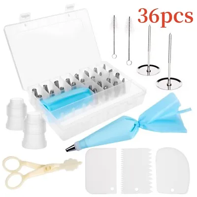 36 Pc Set NOZZLE BOX Cake Baking Decorating Kit Tools Piping Tips  Icing Bags • £10.49