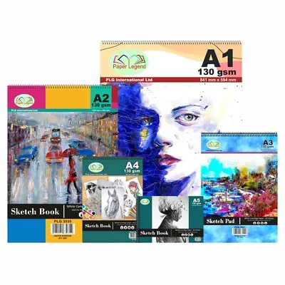 A1 A2 A3 A4 A5 Sketch Pads White Cartridge Papers Sketching Drawing Doodling Art • £6.59