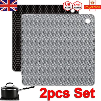 £9.49 • Buy 2PCS Non-slip Heat Resistant Silicone Kitchen Trivet Mat Pan Hot Pot Holder Tray