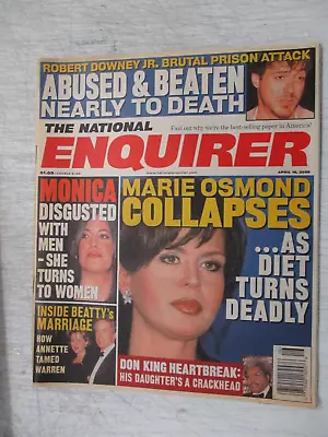 National Enquirer Magazine April 18 2000 Marie Osmond Robert Downey Jr Prison • £12.02