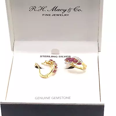 R.H. Macy & Co. Fine Jewelry Sterling Silver Genuine Gemstone Earrings MRSP $100 • $45