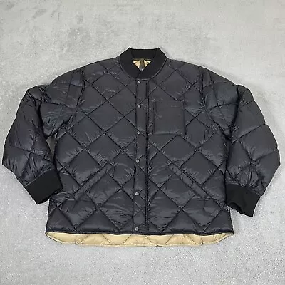 Todd Snyder Bomber Jacket Mens Large Italian Quilted Down Snap Nylon Black • $89.99