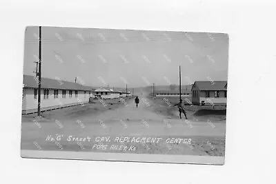 FORT RILEY BARRACKS Real Photo Postcard Rppc MANHATTAN KANSAS KS Street View Ww1 • $11.89