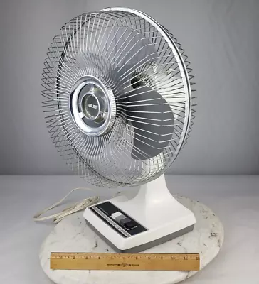 Vintage Galaxy 12  Gray Blades 3 Speed Oscillating Fan 12-1 Retro Antique Parts • $24.95