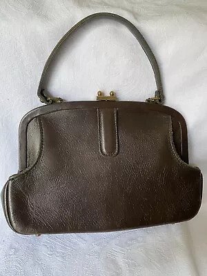 Vintage John Romain Dark Brown Leather Handbag Purse With Coin Purse Closure • $75