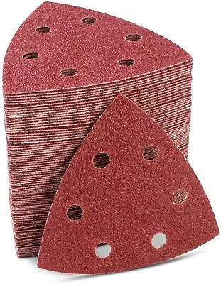 100×Triangle Sandpaper Sanding Pads Hook And LoopPalm For Oscillating Multi Tool • $18.90