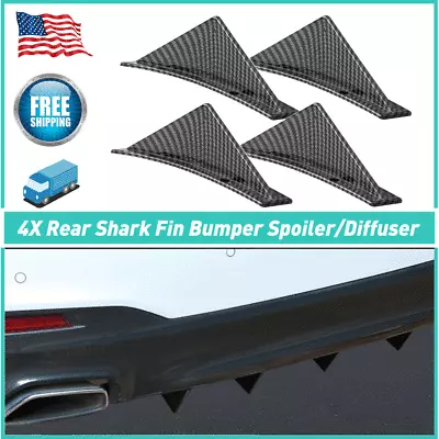 4pc Carbon Style Rear Lower Bumper Diffuser Fin Spoiler Lip Wing Splitter OXILAM • $18.99