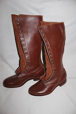 VINTAGE LACE UP RIDING BOOTS Approx Mens 8-9 (no Size) Brown Leather/Suede • $210