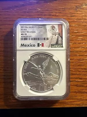 2017Mo Mexico 1 Onza Silver Early Releases MS70 • $125