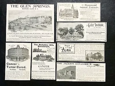 1890s SANITARIUM BUILDINGS Vtg Print Ad Lot~Glen SpringsThe AlmaHygeiaKeeley+ • $15.95