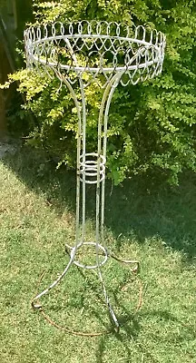 Vintage French Cottage Wrought Iron Wire Planter Rustic Metal Wire Plant Stand • $149.99