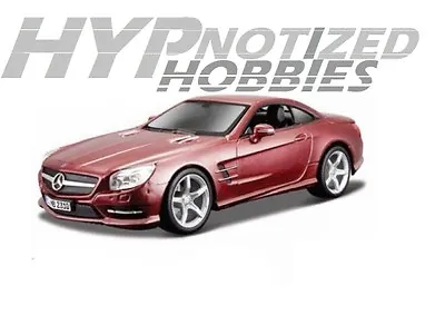 Bburago 1:24 Mercedes Benz Sl 500 Die-cast Metallic Burgundy 21067 • $14.65