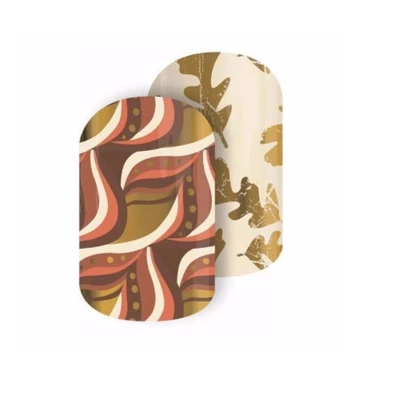 $6.88 • Buy 🦊 Jamberry Nail Art Wraps Full Sheet Fall La La Metallic Mixed Mani Orange Leaf