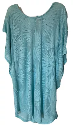 Cover Up Size MED J. Valdi Mint Green Tropical Sheer  Womens Low Back Detail EUC • $11.99