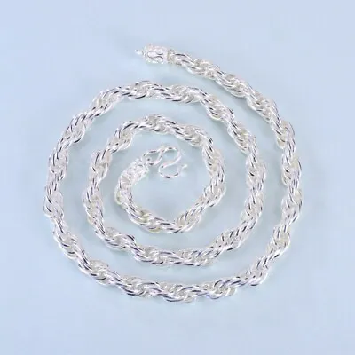 999 Pure Silver Ncklace Twisted Hemp Rope Chain Men's Thick Domineering Necklace • $203.79