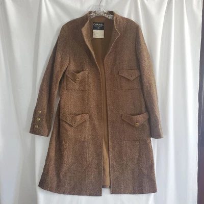 $1250 • Buy Vintage Chanel Jacket 1994 Brown Wool Excellent Vintage Condition. Size 38