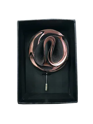 New In Box Men's Suit Chest Buckle Brooch Dusty Pink Black Flower Lapel Pin Rose • $14.95