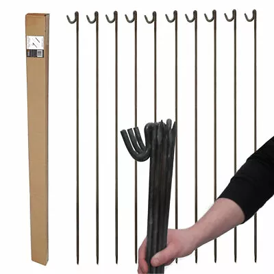 £27.99 • Buy STRONG METAL STEEL BARRIER FENCING PINS ROAD PINS STAKES POST 10mm X 1.25m 10 Pk
