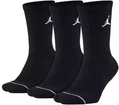 SIZE L 8-12 NIKE JORDAN EVERYDAY MAX CREW SOCKS 3-PACK SX5545-013 Black • $19.47